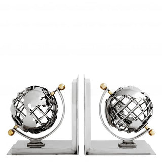 Eichholtz - Hampton Bay - Nederland - Bookend Globe set of 2 Nickel finish | brass finish
