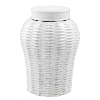 Eichholtz - Hampton Bay - Nederland - Jar Fort Meyers white ceramic rattan L